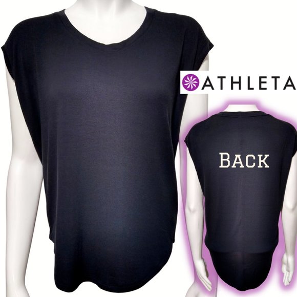 Athleta Dolman Oversized Top size XXS or 2XS Modal Black t-Shirt Muscle - Picture 1 of 7